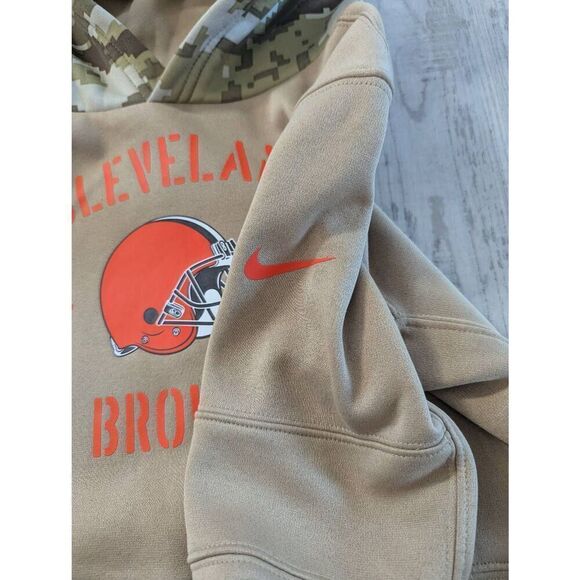 Nike Dri -Fit On Field Apparel Cleveland Browns Hooded sweatshirt kid's M camo‎ - Picture 3 of 9